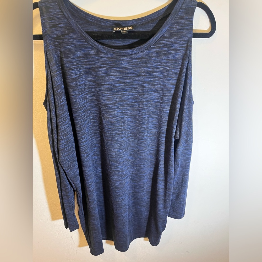 Express Blue 3/4 Sleeve Cut out Dress